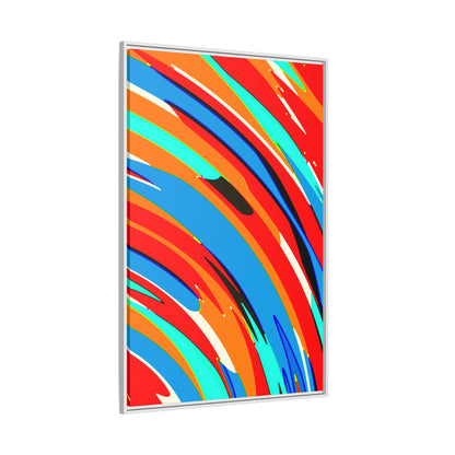 Abstract Rainbow Swirl Arc - Framed Canvas