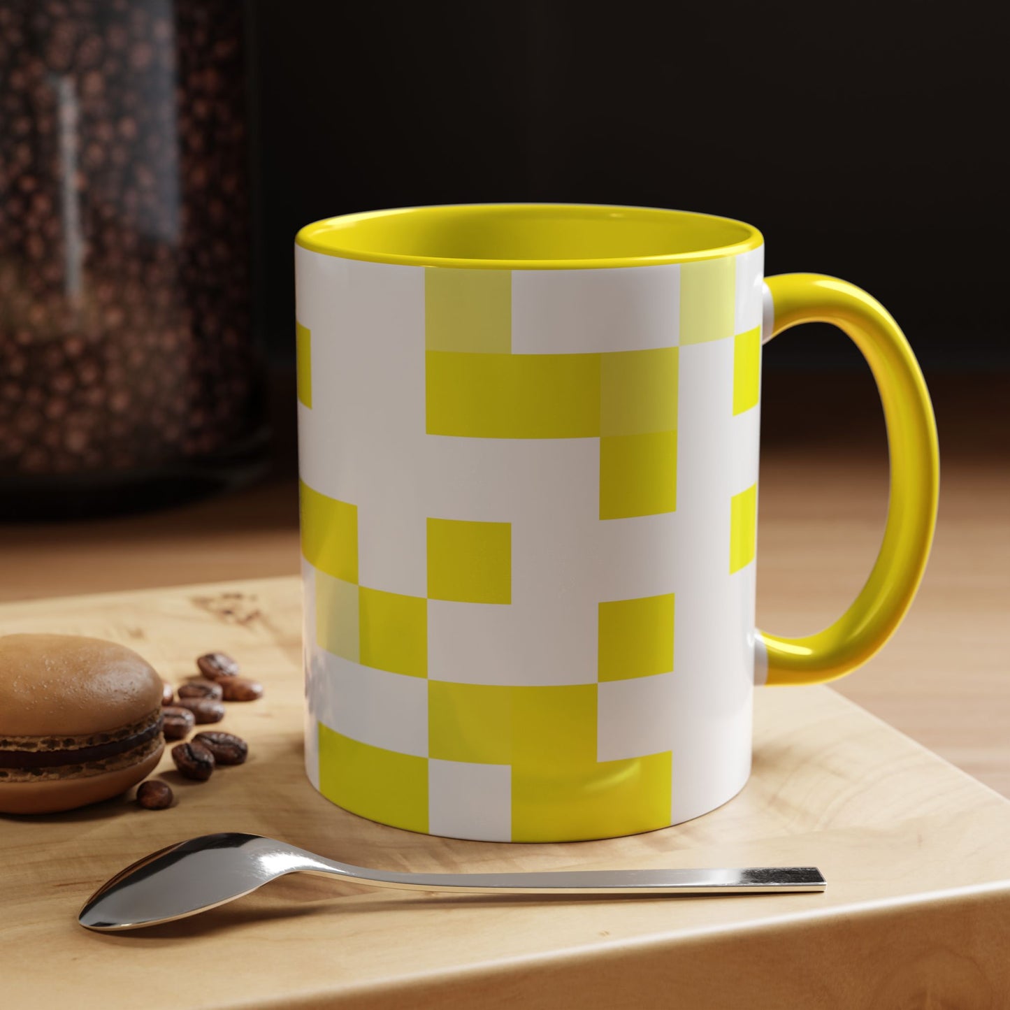 Yellow Pixel Grid - Color Accent Mug