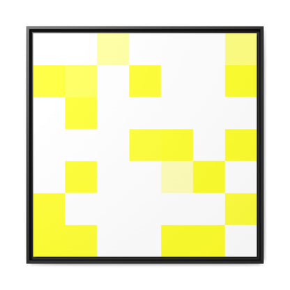 Yellow Pixel Grid - Framed Canvas