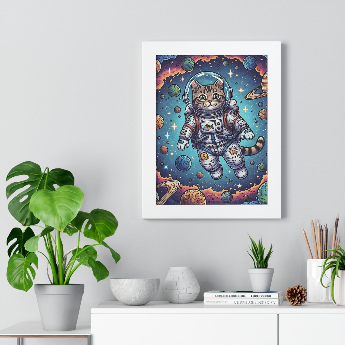 Astronaut Cat - Framed Poster