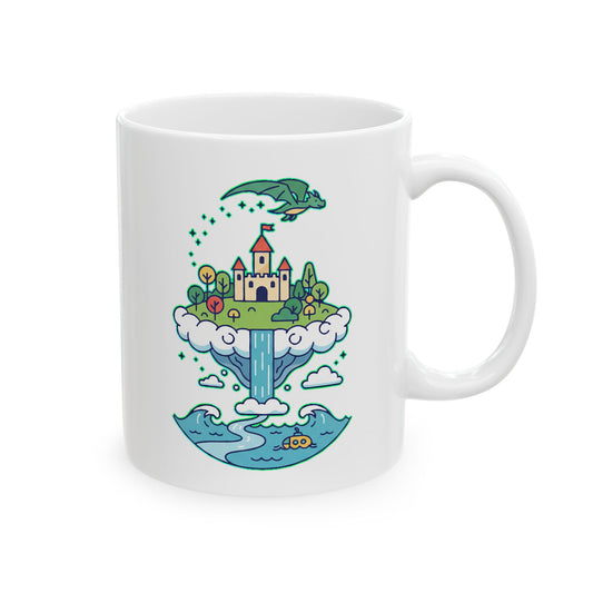 Floating Castle Dragon - Magical Fantasy Island - Mug