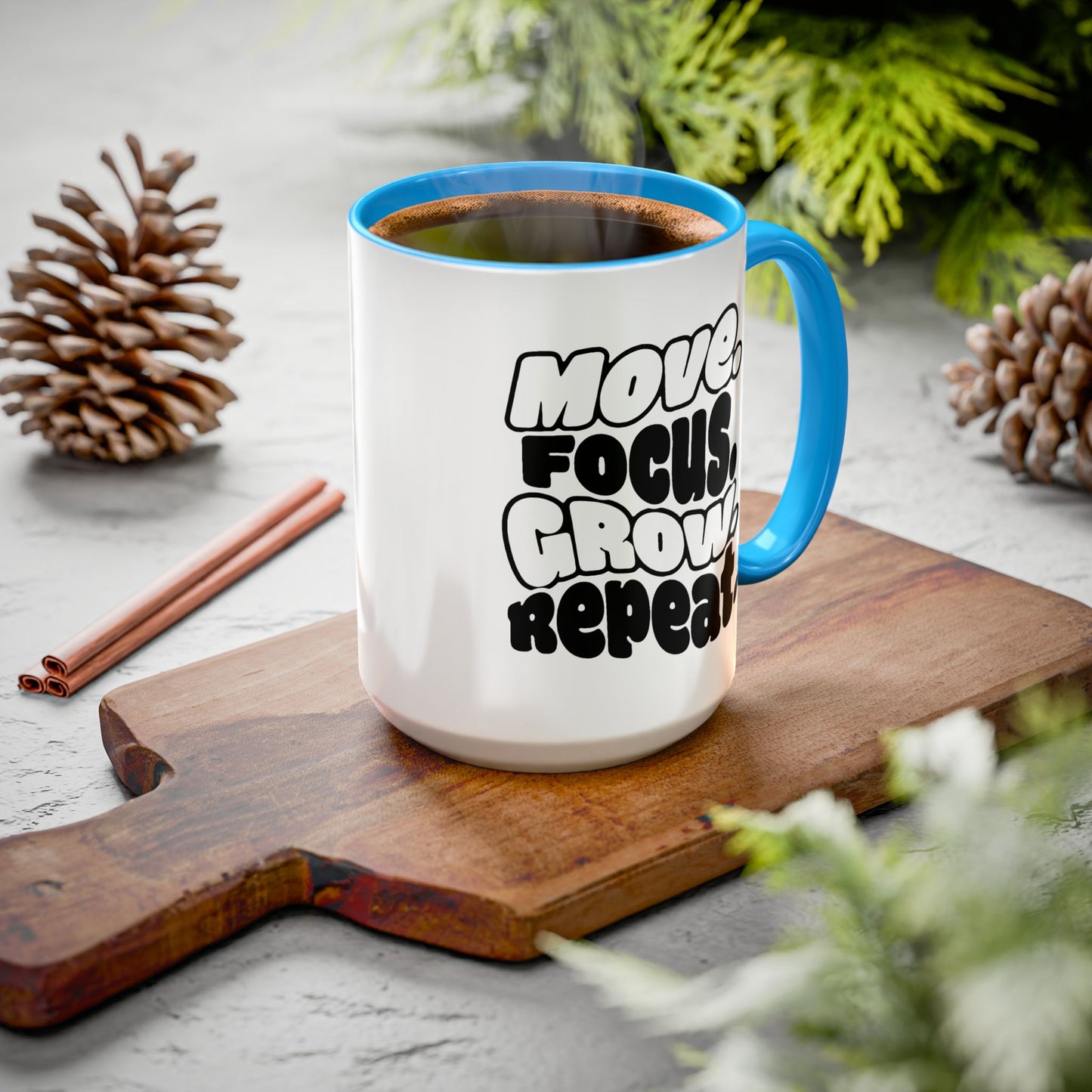 Move. Focus. Grow. Repeat. - Colorful Mug
