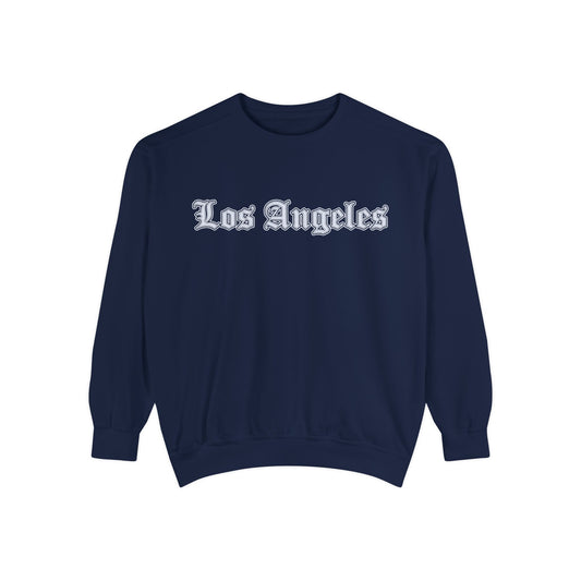 Los Angeles Unisex Garment-Dyed Sweatshirt - Vintage Look, Cozy Gift, Casual Style for All Seasons, Perfect for Travel, Souvenir - Silver Edition