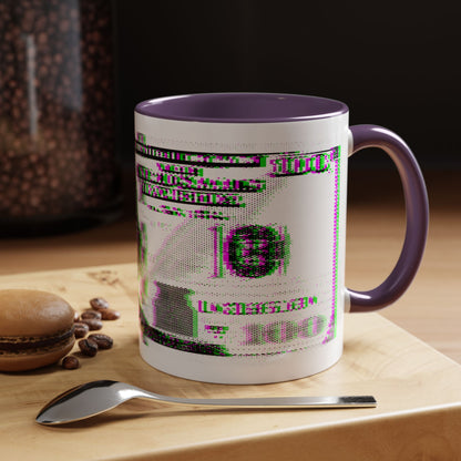 100 Dollars Bill - Green/Magenta Glitch - Color Accent Mug