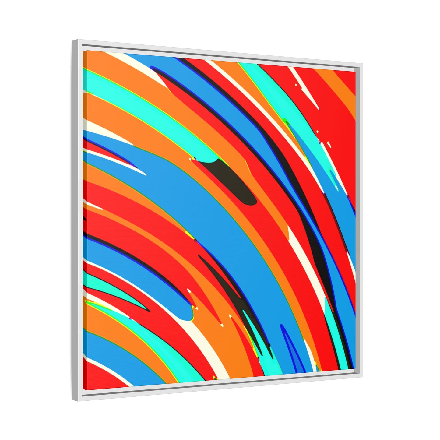 Abstract Rainbow Swirl Arc - Framed Canvas