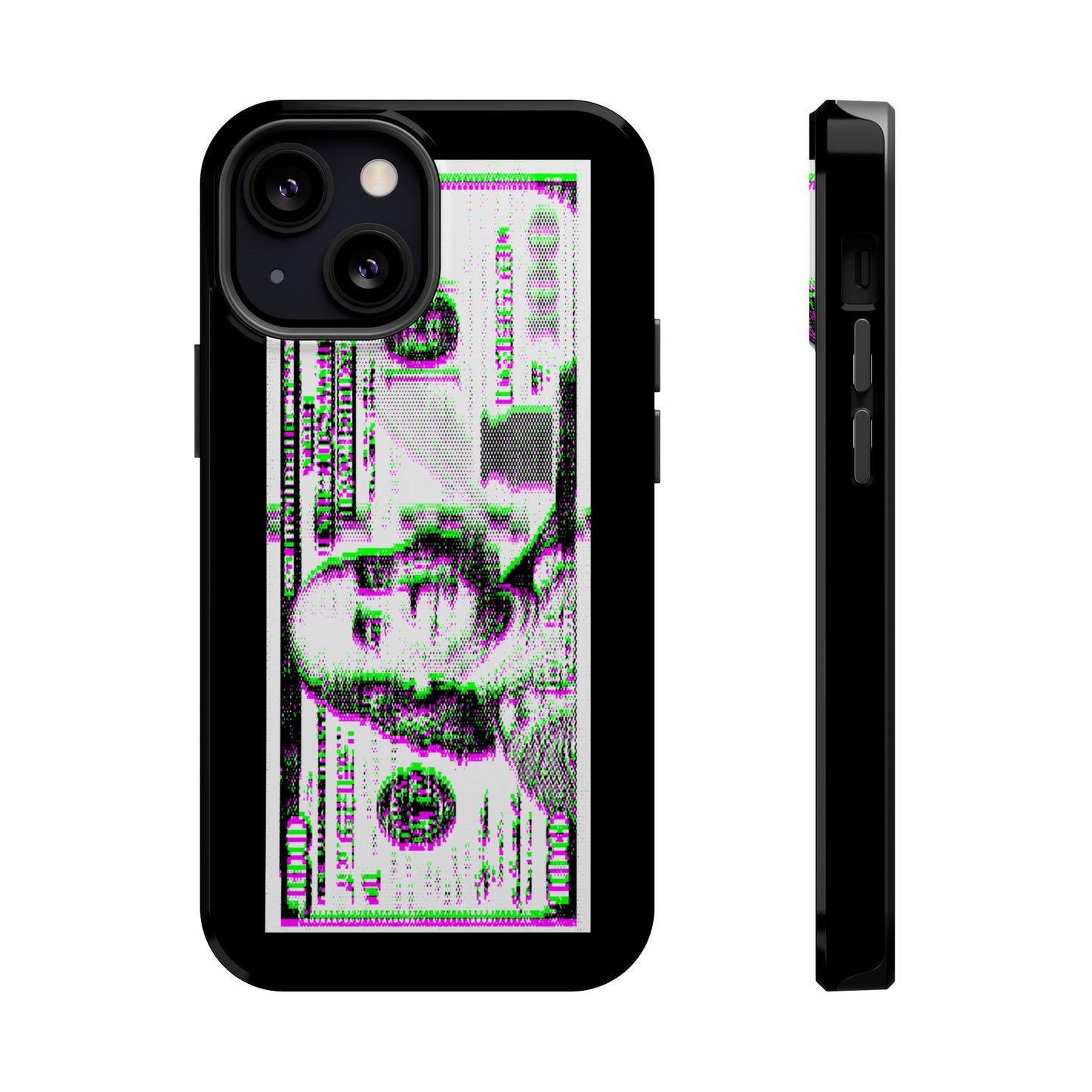 100 Dollars Bill - Green/Magenta Glitch - Magnetic Phone Case