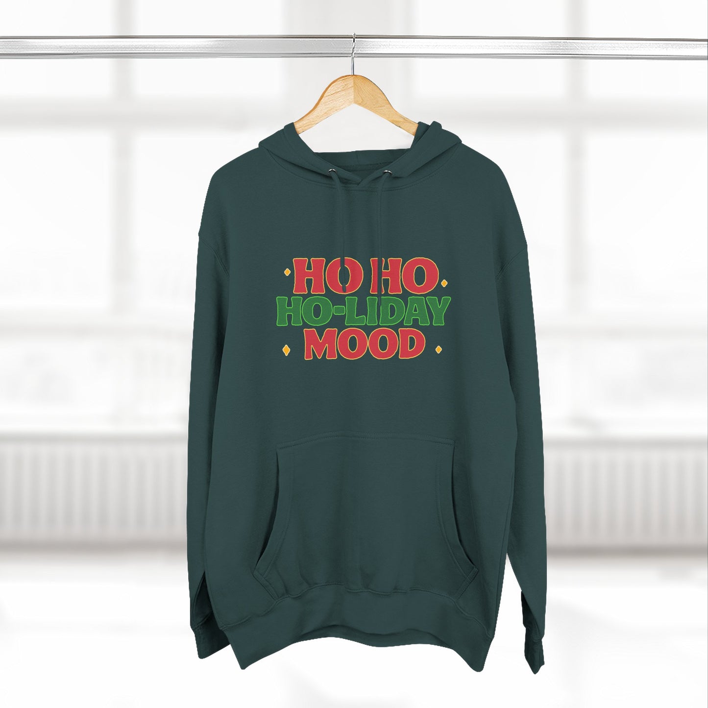 Festive Fleece Hoodie, Ho Ho Ho-liday Mood, Eye-catching Design for Holidays