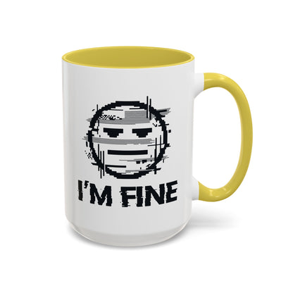 I’m Fine Glitched Smiley - Color Accent Mug