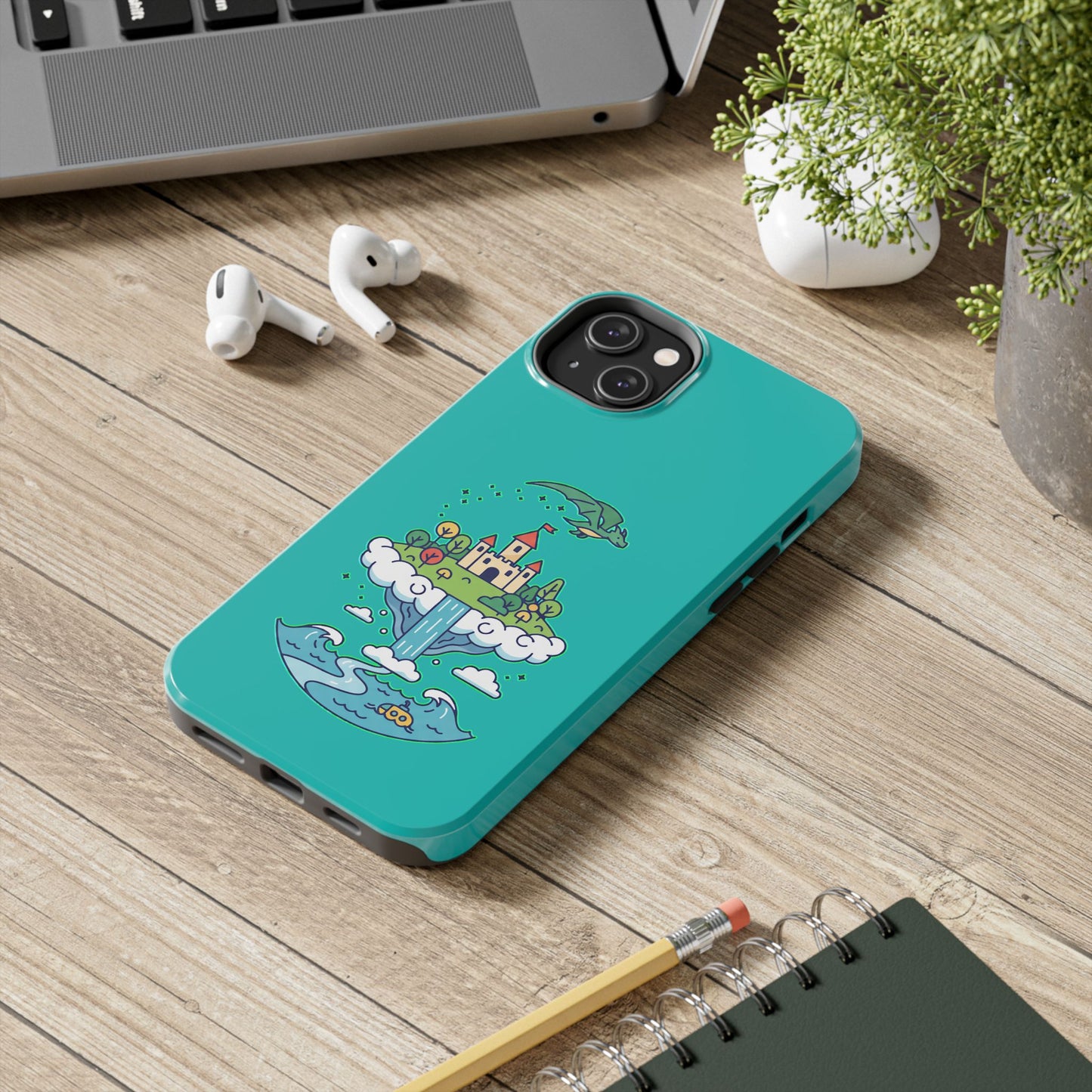 Floating Castle Dragon - Magical Fantasy Island - Phone Case
