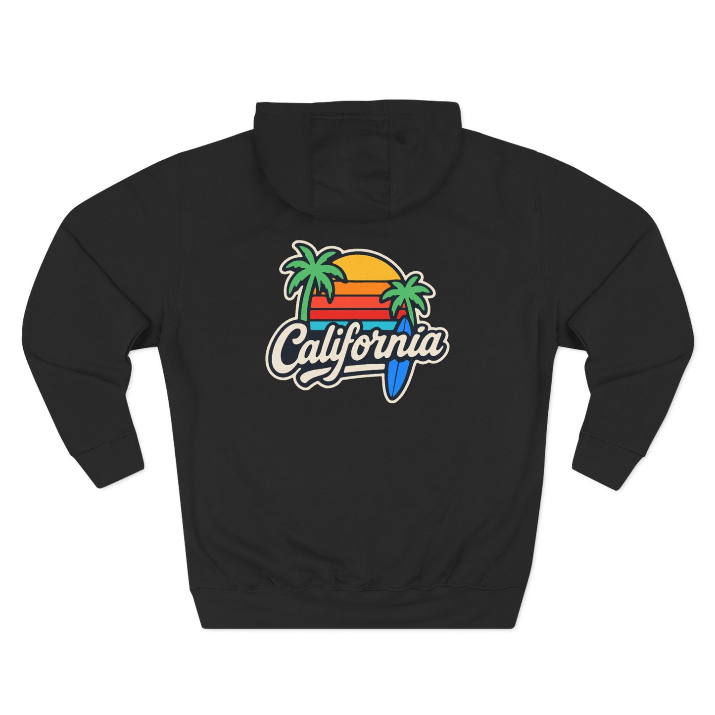 California Sunset Fleece Hoodie, Cozy Streetwear, Beach Vibes, Gift for Her, Summer Outfit, Travel Apparel