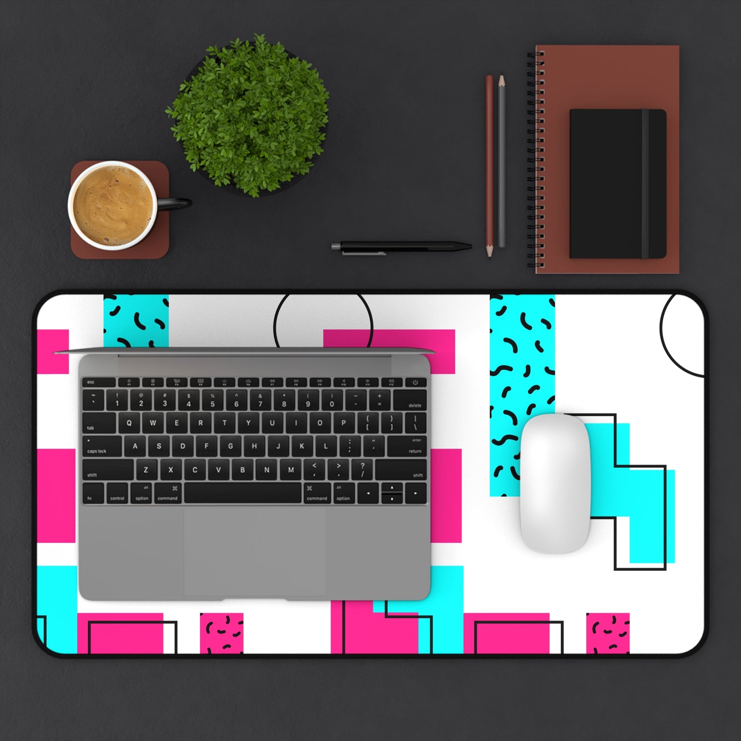 Retro Geometric Vibes - Desk Mat