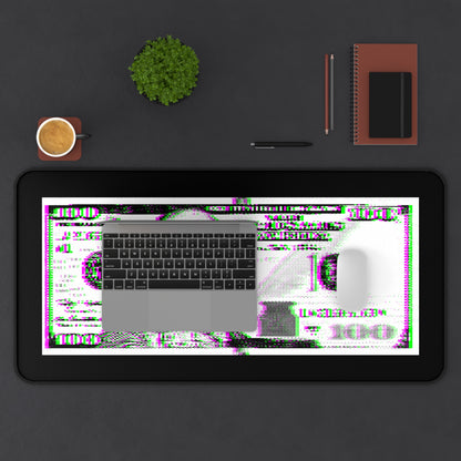 100 Dollars Bill - Green/Magenta Glitch - Desk Mat
