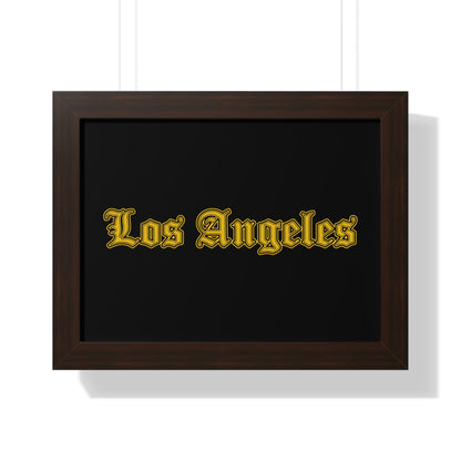 Los Angeles Framed Poster, Urban Wall Art for Home Decor, Cityscape Gift, Interior Design Accent, Modern Typography Decor - Golden Edition