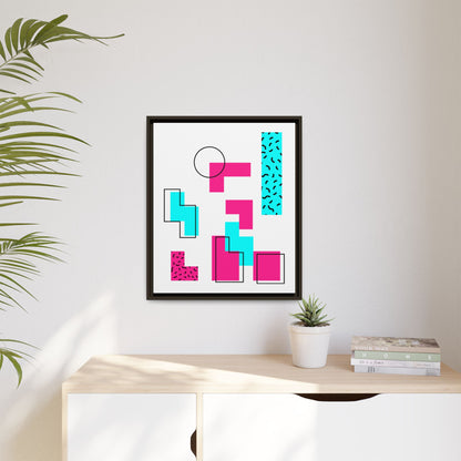 Retro Geometric Vibes - Framed Canvas