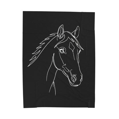 Horse Portrait Sketch - Plush Blanket