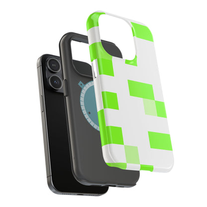 Lime Green Pixel Grid - Magnetic Phone Case
