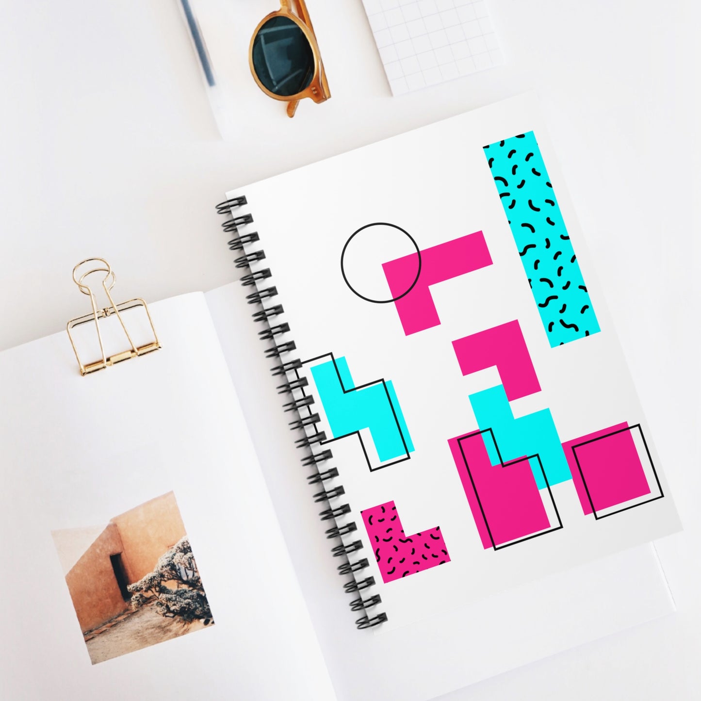 Retro Geometric Vibes - Spiral Notebook