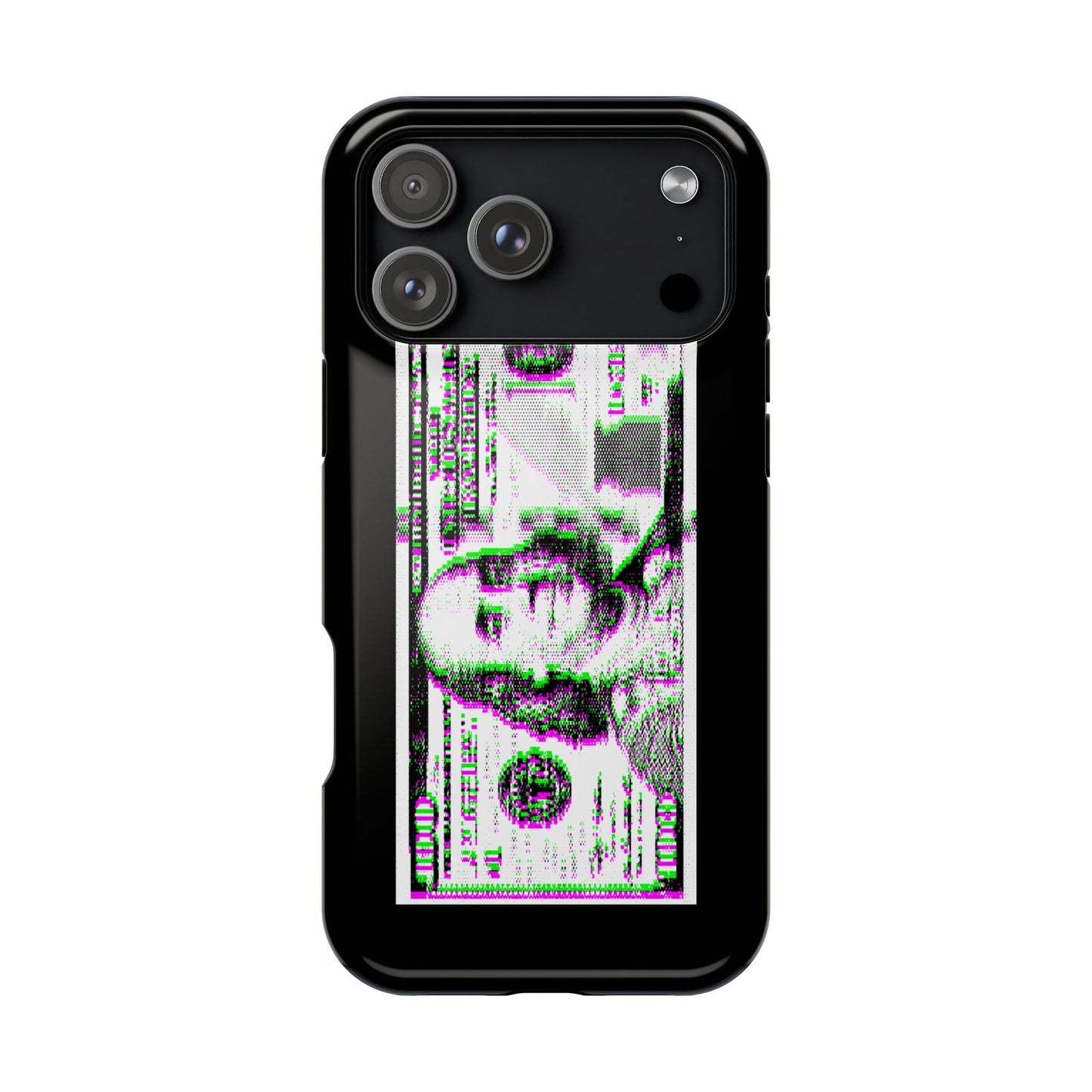 100 Dollars Bill - Green/Magenta Glitch - Magnetic Phone Case