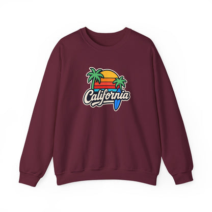 California Sunset Crewneck Sweatshirt, Cozy Sweatshirt, Unisex Pullover, Graphic Tee, Beach Lifestyle Apparel, Casual Wear, Gift for Him/Her