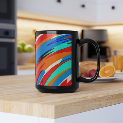 Abstract Rainbow Swirl Arc - Black Mug