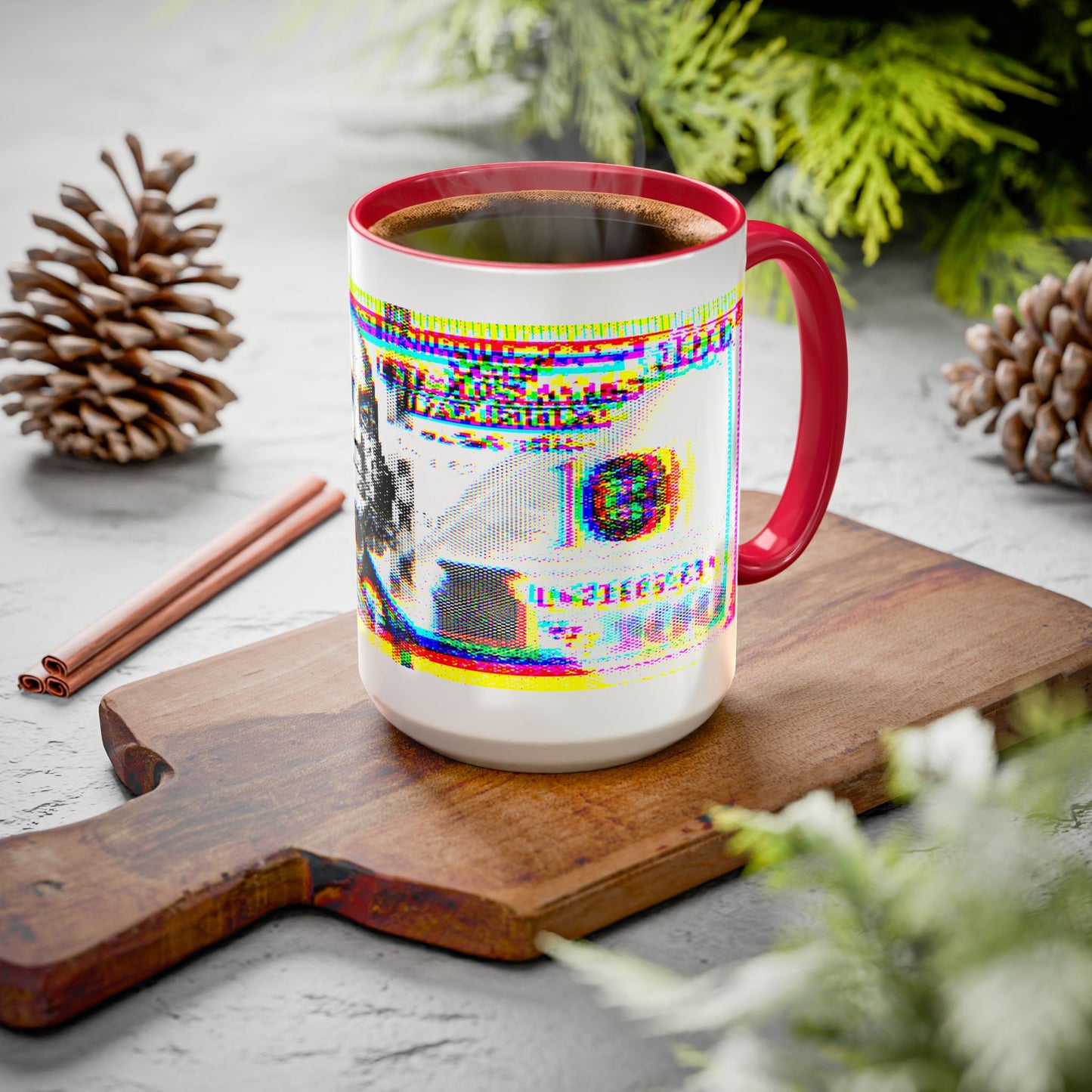 100 Dollars Bill - Neon Color Explosion - Color Accent Mug