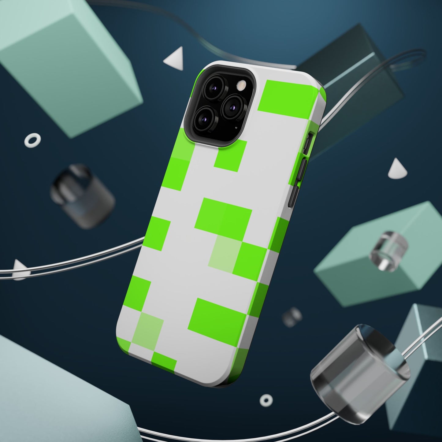 Lime Green Pixel Grid - Magnetic Phone Case