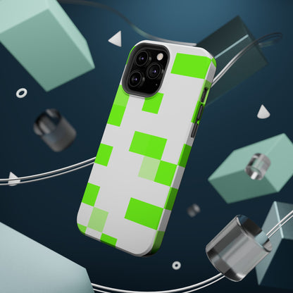 Lime Green Pixel Grid - Magnetic Phone Case