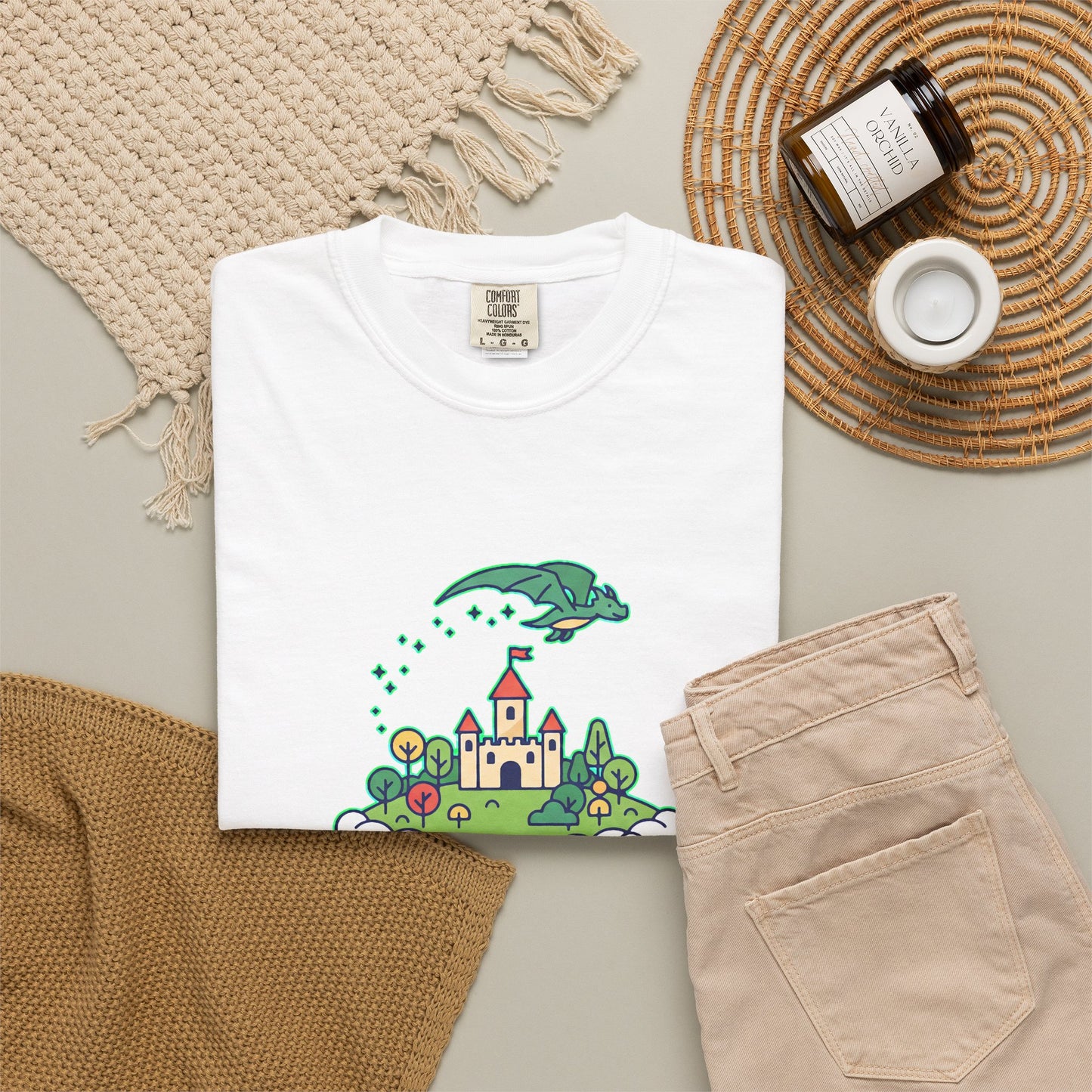 Floating Castle Dragon - Magical Fantasy Island - T-Shirt