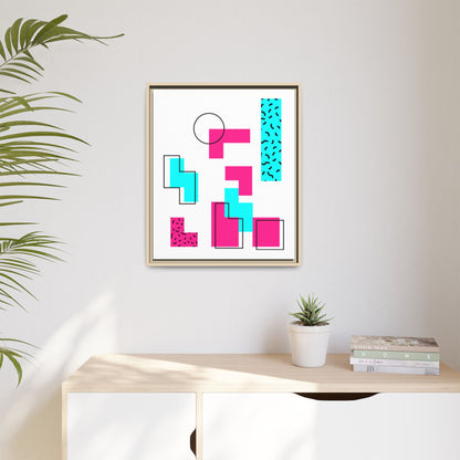 Retro Geometric Vibes - Framed Canvas