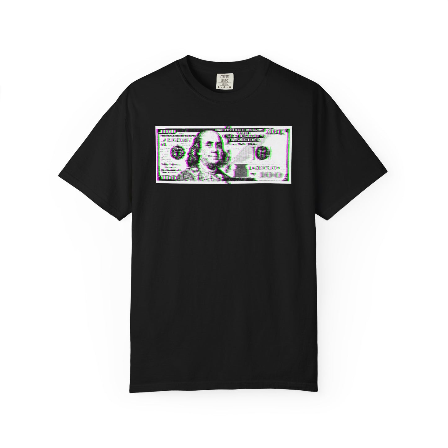 100 Dollars Bill - Green/Magenta Glitch - T-Shirt