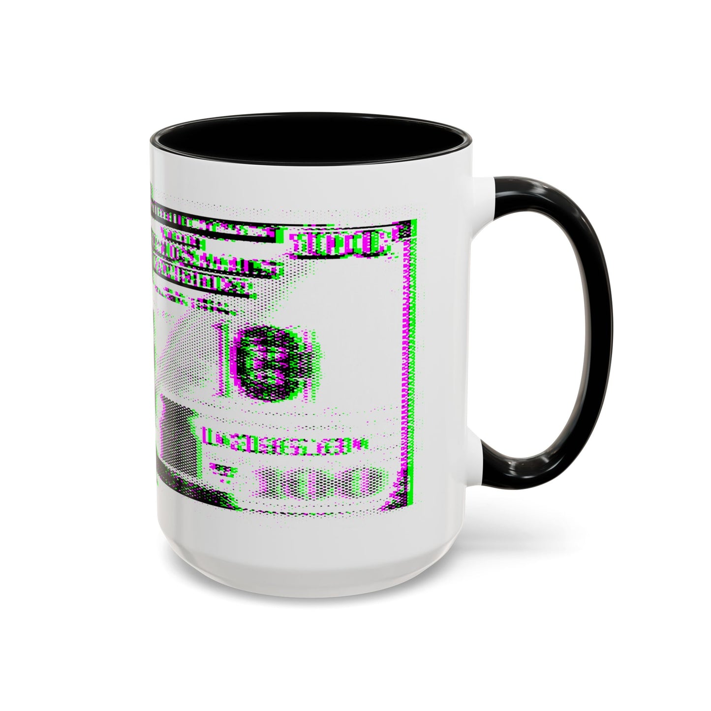 100 Dollars Bill - Green/Magenta Glitch - Color Accent Mug