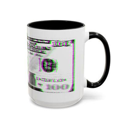 100 Dollars Bill - Green/Magenta Glitch - Color Accent Mug