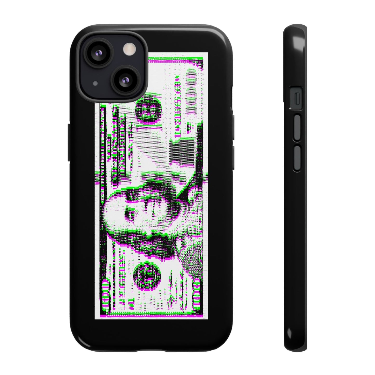 100 Dollars Bill - Green/Magenta Glitch - Phone Case