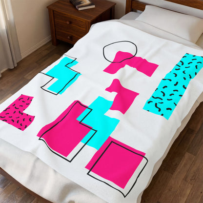 Retro Geometric Vibes - Plush Blanket