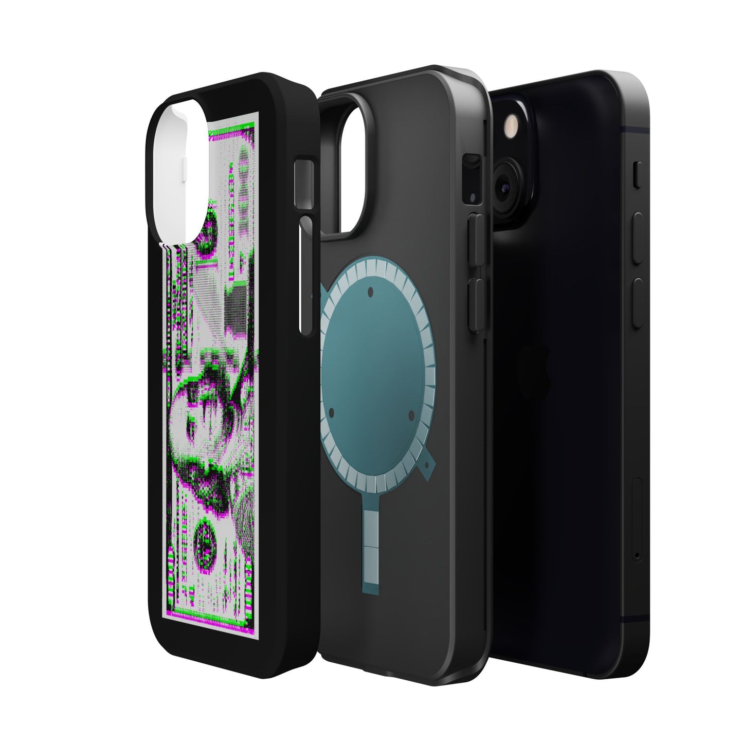 100 Dollars Bill - Green/Magenta Glitch - Magnetic Phone Case