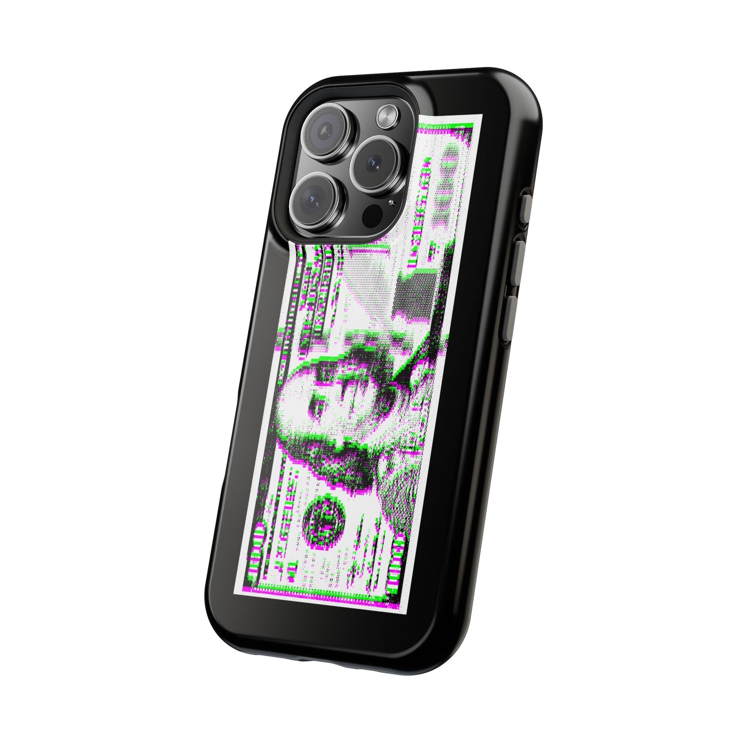 100 Dollars Bill - Green/Magenta Glitch - Magnetic Phone Case
