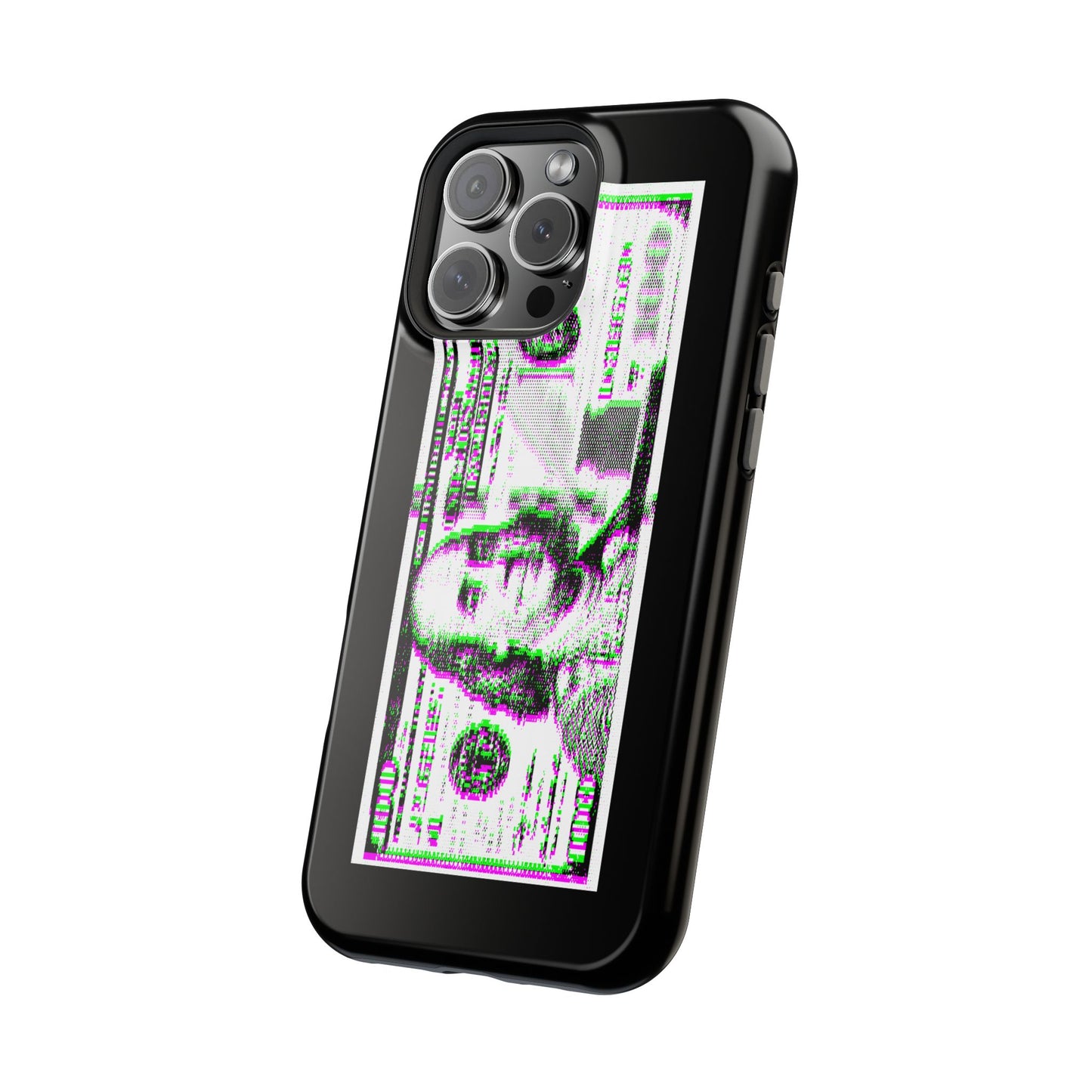 100 Dollars Bill - Green/Magenta Glitch - Magnetic Phone Case