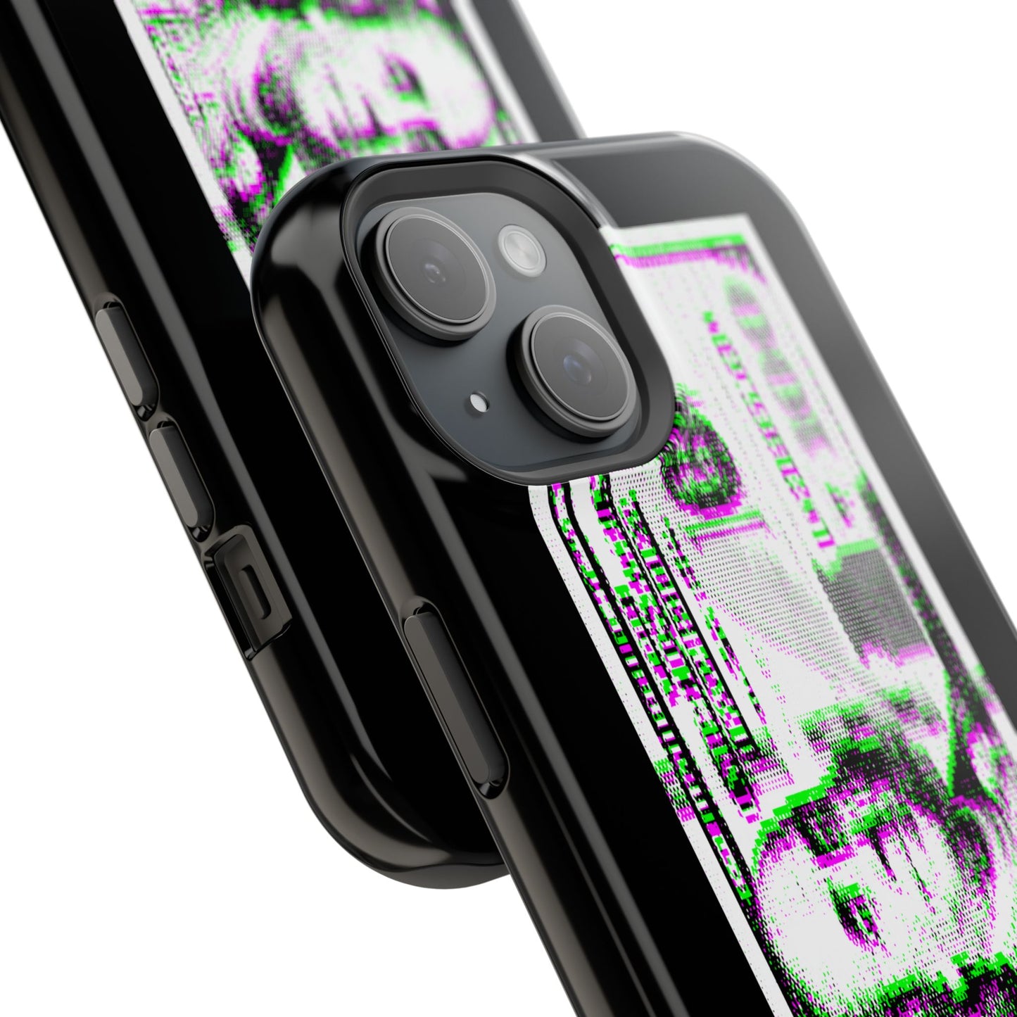 100 Dollars Bill - Green/Magenta Glitch - Magnetic Phone Case