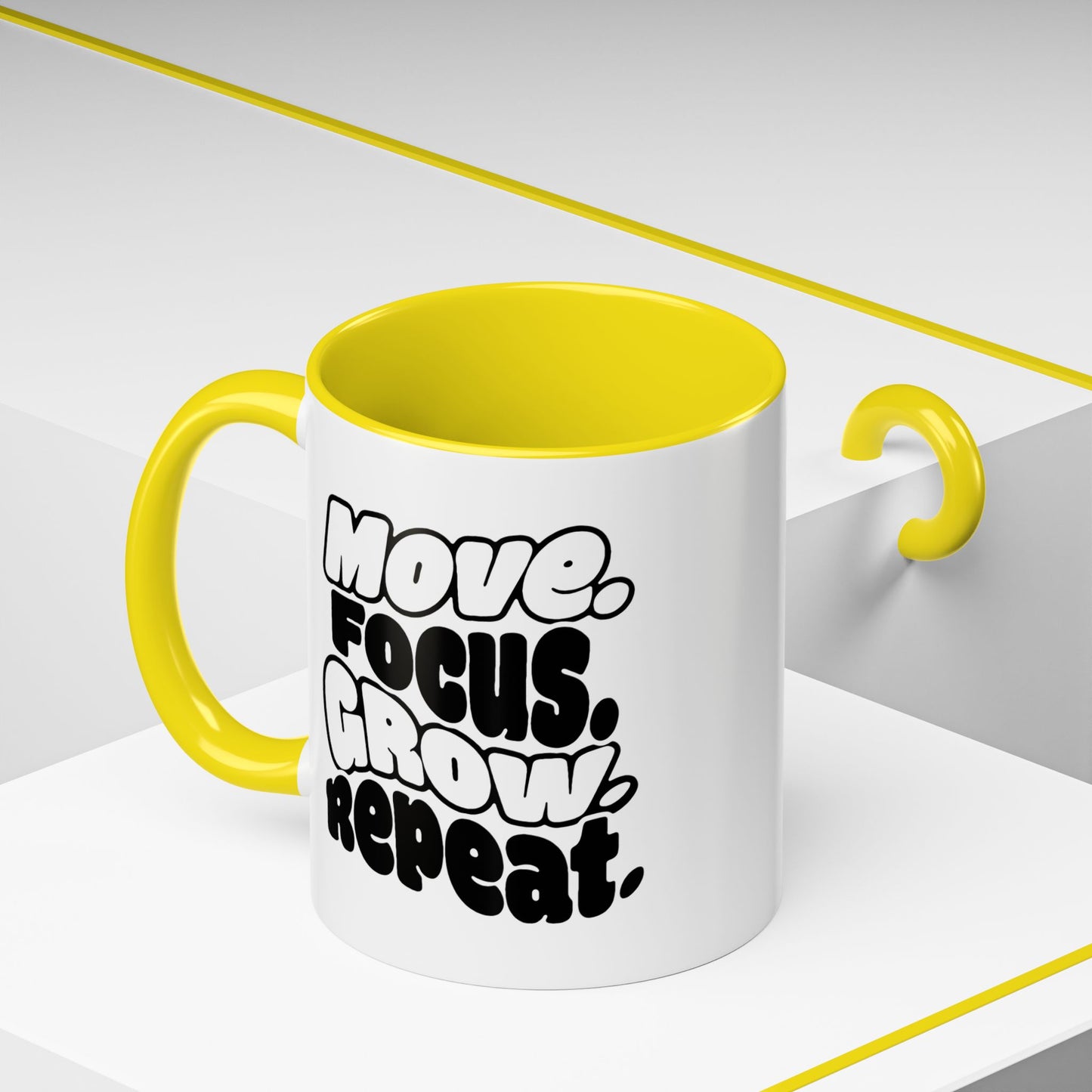 Move. Focus. Grow. Repeat. - Color Accent Mug