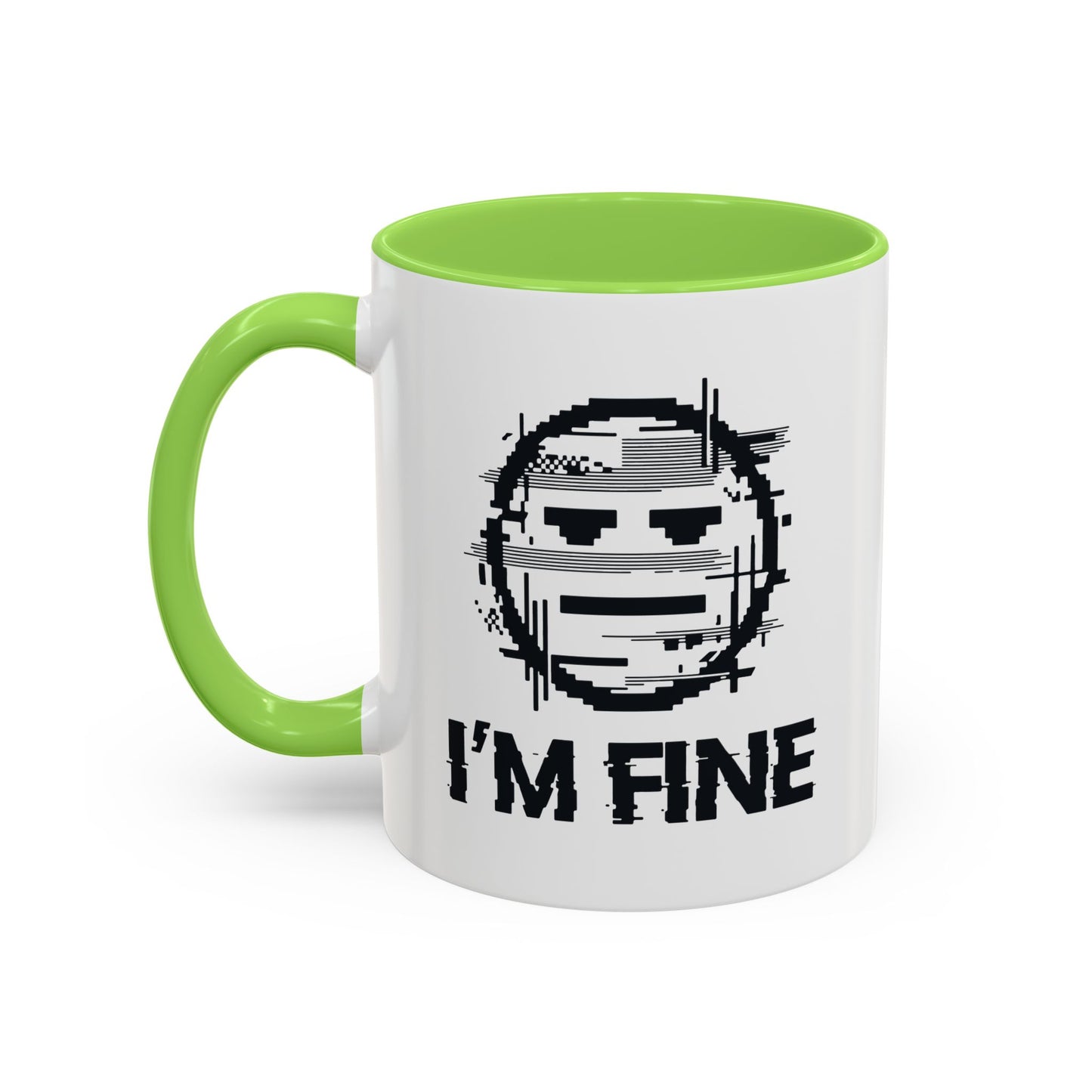 I’m Fine Glitched Smiley - Color Accent Mug