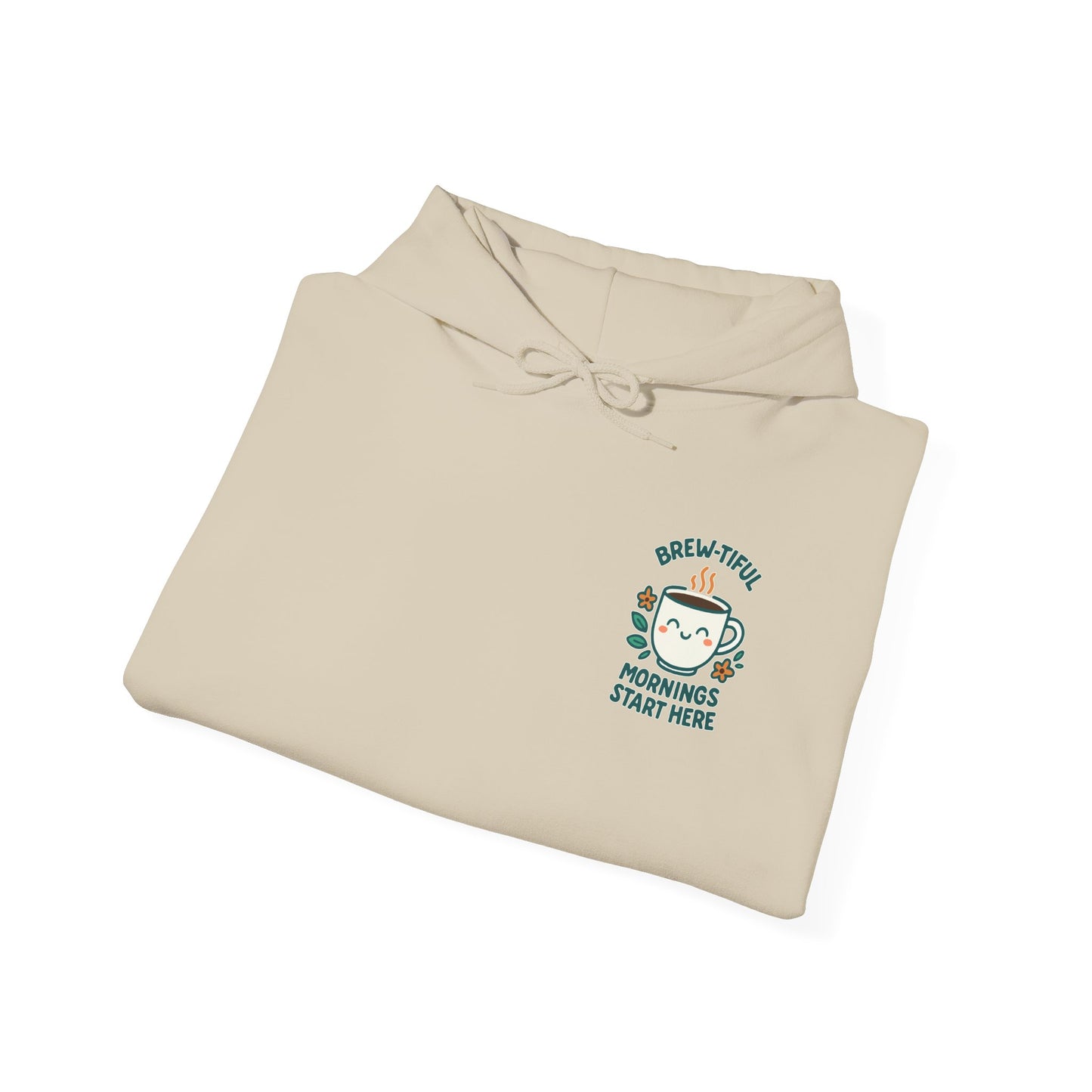 Brew-tiful Mornings Start Here Hoodie, Unisex Sweatshirt for Coffee Lovers, Cozy Gift