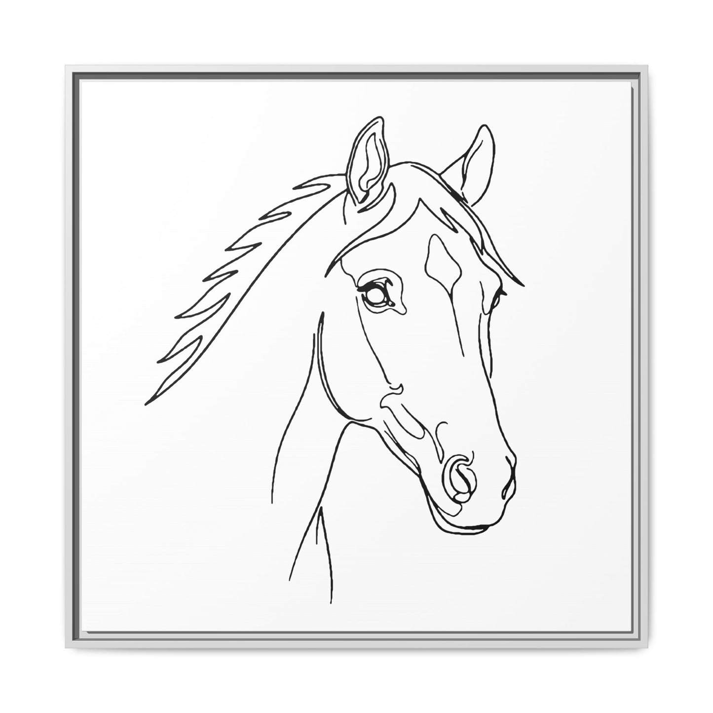 Horse Portrait Sketch - Framed Canvas