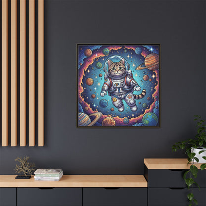 Astronaut Cat - Framed Canvas