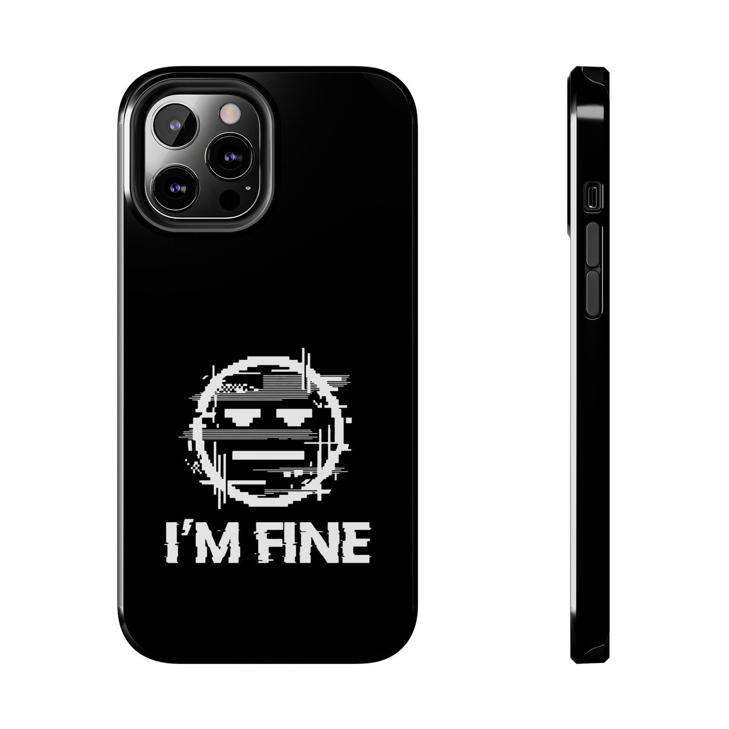 I’m Fine Glitched Smiley - Phone Case