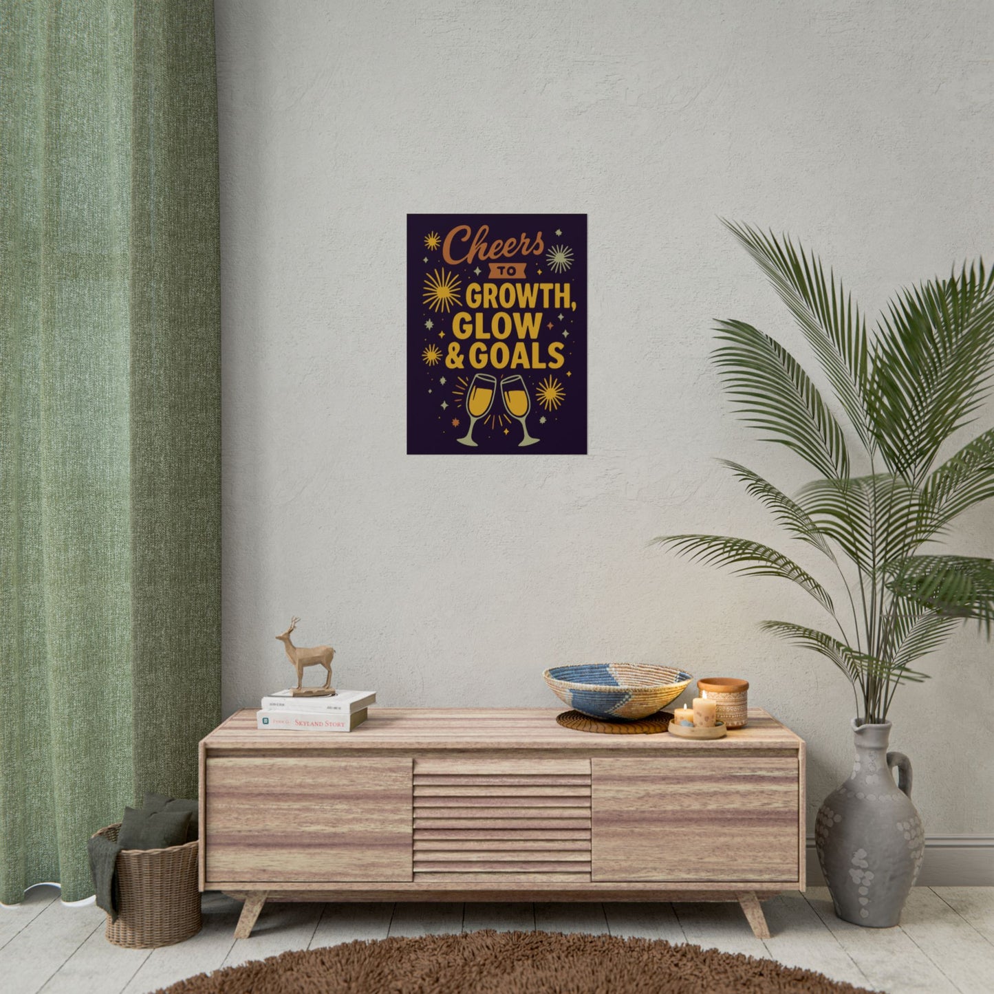 Celebratory Motivational Poster, Cheers to Growth Glow & Goals Print, Inspirational Wall Art, Goal Setting Motivation Decor, New Year Vibes