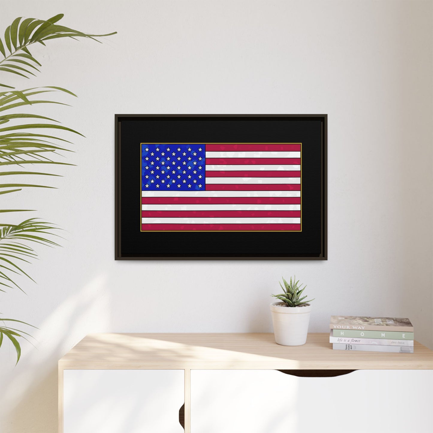 New Glory American Flag (Gold Edge Edition) - Framed Canvas