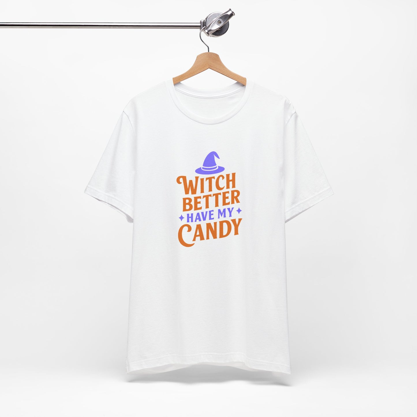Halloween Witch Candy Tee, Funny Halloween Shirt, Unisex Halloween T-Shirt, Casual Fall Apparel, Trick or Treat Outfit