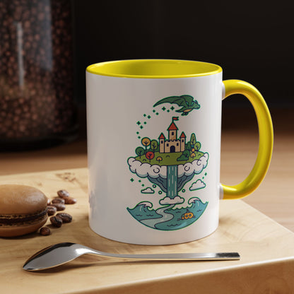 Floating Castle Dragon - Magical Fantasy Island - Color Accent Mug