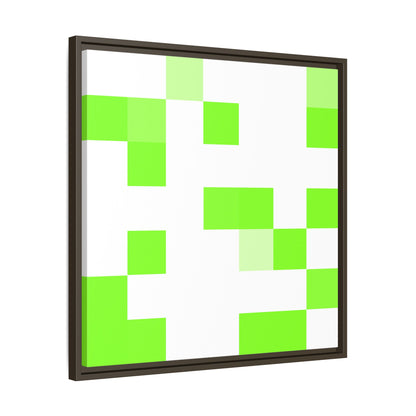 Lime Green Pixel Grid - Framed Canvas