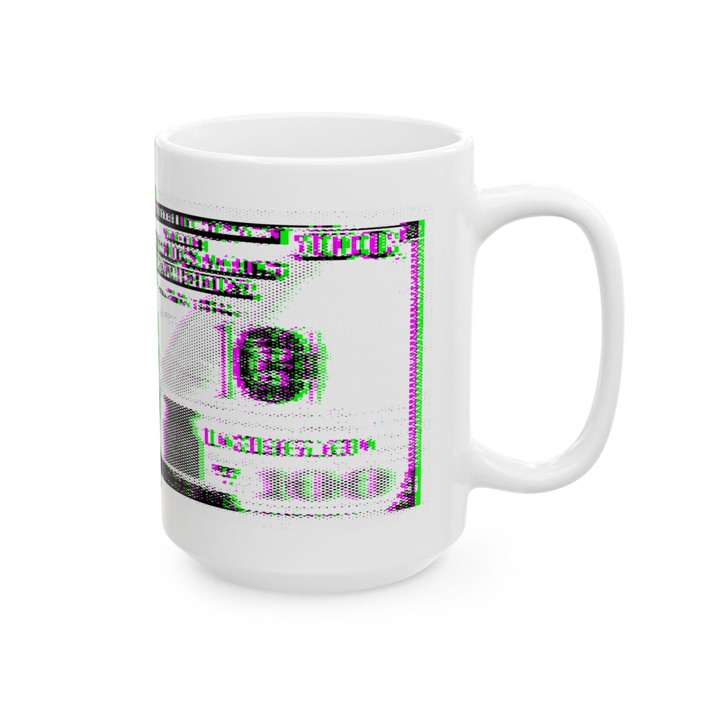 100 Dollars Bill - Green/Magenta Glitch - Mug